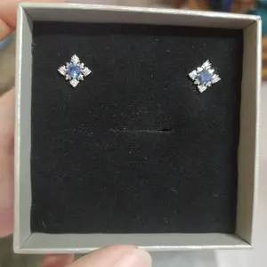 Eclat & Garnet - S925 ICE SNOWFLAKES SOLITAIRE EARRINGS LTE Perhiasan Zircon Premium 925 Sterling Silver with 18K Gold Plating Anting Perak Wanita Lapis Emas Aksesoris Wanita Elegant