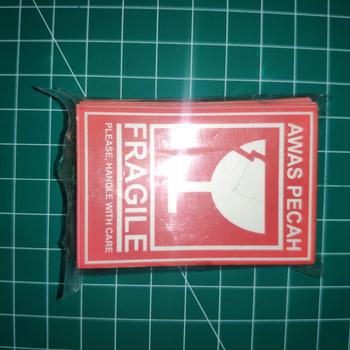 Product Review of Sticker Fragile / Hati-Hati / Awas Pecah + Laminating Doff from Tokopedia customer review 0