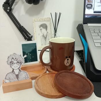 Product Review of SALE !!! wood coaster Rustic / tatakan gelas kayu diameter 10cm from Tokopedia customer review 1