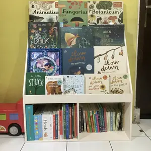 bookshelf with storages natural, rak buku anak, rak buku murah