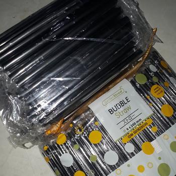 Product Review of [100 pcs] Sedotan 12 mm 21 cm Hitam Boba Bubble Steril Bungkus Plastik from Tokopedia customer review 0