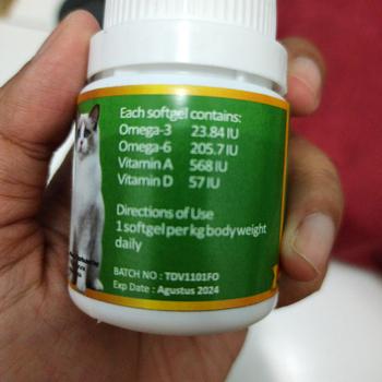 Product Review of FISH O PLUS 50 Minyak Ikan Omega Plus Vitamin Bulu Untuk Anjing Kucing from Tokopedia customer review 0