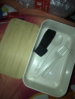 Product Review of 【TEC】BAKO Bento Box Kotak makanan Bekal Makanan Kotak Penyimpanan Makanan Lunch box Kotak Bekal Estetik Kayu minimalis Kotak Makan Tempat Makan Sendok Garpu from Tokopedia customer review 2