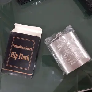 Jim Beam Botol minum Stainless Steel Hip Flask 6 Oz Desain Retro Stylish Logo