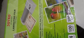 Product Review of plastik plastic laminating joyko a4 100 micron laminasi panas from Tokopedia customer review 0