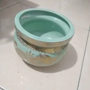 hiolo / hio lo / Tempat Hio Dupa - Hijau - Naga - keramik - 6 inch (g)