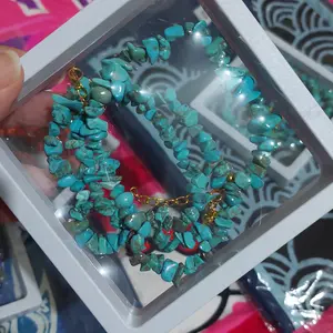 Set Kalung Gelang Wanita Bohemia Chip Batu alam indiana handmade