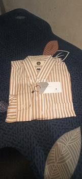 Product Review of Kemeja Pria Garis WOODCUTTER Basic Butcher Stripe - Brown Lengan Panjang from Tokopedia customer review 1