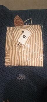 Product Review of Kemeja Pria Garis WOODCUTTER Basic Butcher Stripe - Brown Lengan Panjang from Tokopedia customer review 3