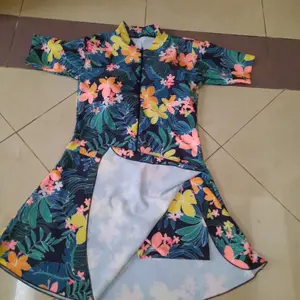 Lotus Sportswear Baju Renang Terusan Rok Wanita Dewasa Dengan Cup Bra Lengan Panjang Polos Bahan Adem Nyaman Anti UV Cepat Kering
