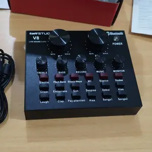 TaffSTUDIO V8S V8+ Live Mixer Bluetooth USB External Soundcard Mic Sound Efek Suara Live