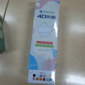 Masker Medis fivecare Surgical 4D 4PLY Earloop kemasan box isi 10s