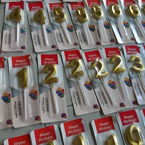 Lilin Ulang Tahun Angka Gold Premium Import Lilin Birthday Candle Lilin Korea