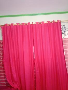 Product Review of Gorden  Curtain jendela Pintu minimalis smokering Gold polos embos coklat tua murah Tali Merah from Tokopedia customer review 3