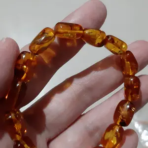Bracelet / Gelang Natural Amber PieBald 7-9 x 9-12 mm TOP GRADE