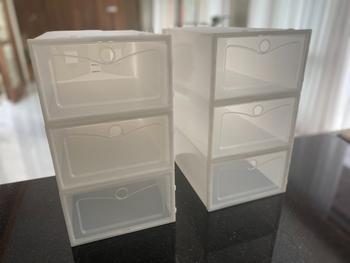 Product Review of BESAR LARGE Tempat Sepatu Susun Plastik Transparen Rak Kotak Lipat Box from Tokopedia customer review 0