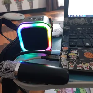 MIISOO Mini Set Karauke Speaker Microphone Karaoke Mini Set Portable Bluetooth Speaker Karauke + MIC Wireless