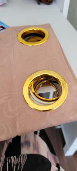 Product Review of Gorden  Curtain jendela Pintu minimalis smokering Gold polos embos coklat tua murah Tali Merah from Tokopedia customer review 2
