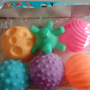 ST - Mainan Bayi Bola Pencet Baby Training Ball Sensor Motorik 6 PCS SS2060//mainan pelatih touch ball anak yg baru lahir /bola karet bunyi /soft ball set/sensori ball bola karet