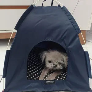 KITTYDOM Kandang Tenda Lipat Tempat Tidur Hewan Fullset Kasur Bantal