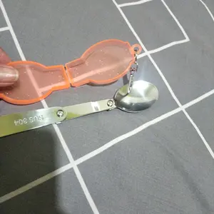 sendok lipat garpu lipat travel serbaguna sendok garpu stainless anti karat Camping