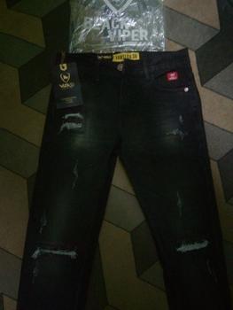 Product Review of 27-33 CELANA JEANS PANJANG ABU SOBEK PAHA BLACK VIPER   Melar Slim Fit Skinny Stretch Denim Lembut Pria Tebal from Tokopedia customer review 1