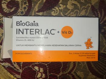 Product Review of Interlac Probiotik + Vit D3 400 IU 3 Strip @10 Tablet - Menjaga Kesehatan Saluran Cerna dan Daya Tahan Tubuh Anak hingga Dewasa from Tokopedia customer review 3