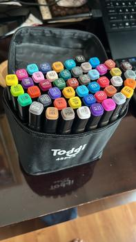 Product Review of Spidol Warna Warni 1 Set Dual Side Fine Art Brush Pen Art Sketch Marker isi 80/60/48/30/24/12 Color from Tokopedia customer review 0