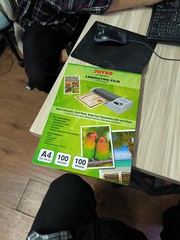 Product Review of plastik plastic laminating joyko a4 100 micron laminasi panas from Tokopedia customer review 0