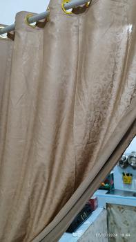 Product Review of Gorden  Curtain jendela Pintu minimalis smokering Gold polos embos coklat tua murah Tali Merah from Tokopedia customer review 3