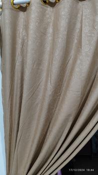 Product Review of Gorden  Curtain jendela Pintu minimalis smokering Gold polos embos coklat tua murah Tali Merah from Tokopedia customer review 1