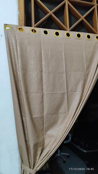 Product Review of Gorden  Curtain jendela Pintu minimalis smokering Gold polos embos coklat tua murah Tali Merah from Tokopedia customer review 2