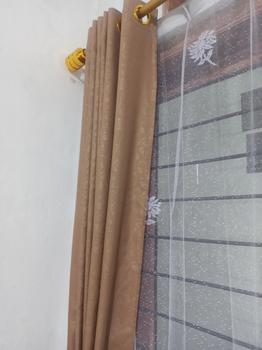 Product Review of Gorden  Curtain jendela Pintu minimalis smokering Gold polos embos coklat tua murah Tali Merah from Tokopedia customer review 1