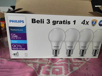 Product Review of Lampu Philips RadiantLine Multipack Bohlam LED 9W 6500K Putih from Tokopedia customer review 3