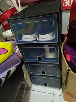 Product Review of BESAR LARGE Tempat Sepatu Susun Plastik Transparen Rak Kotak Lipat Box from Tokopedia customer review 0