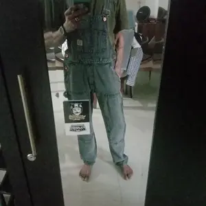 Superego - Overall Carpenter Doublee Knee Denim Loose Straight Snow Light Black OVA01C