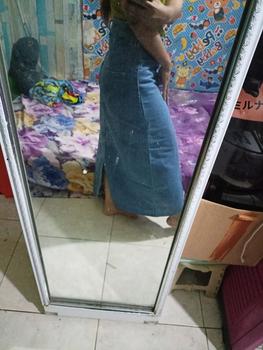 Product Review of Highwaist Rok Denim Wanita First.day Jeans Panjang 7/8 Model A-Line Basic from Tokopedia customer review 0