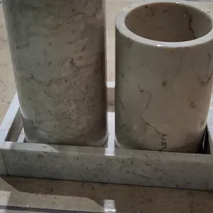 BATHROOM SET MARBLE DISPENSER SOAP CARARA IMPORT | Bathroom Set Carara