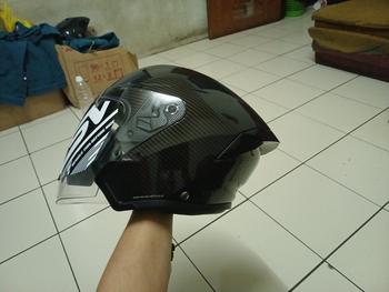 Product Review of HELM Half Face RSV NEW WINDTAIL CARBON GLOSSY  Motorcycle from Tokopedia customer review 1