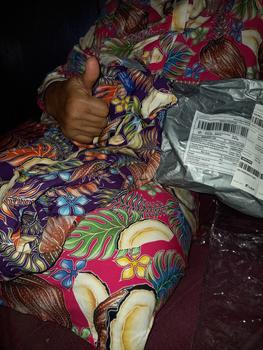 Product Review of Daster 19 pendek lengan 3/4 kencana ungu original lebel biru from Tokopedia customer review 0