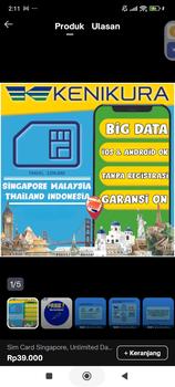 Product Review of Simcard Singapore Malaysia Indonesia Thailand sim card paket data internet Singapura Kenikura from Tokopedia customer review 0