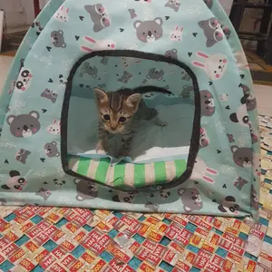 KITTYDOM Tenda Kucing Lipat Fullset Alas Bantal Kasur Tempa Tidur