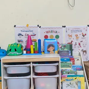 Cilic - Saitama rak mainan anak dan rak buku olahan kayu dengan laci plastik 6 slot -  bookshelf