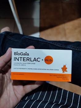 Product Review of Interlac Probiotik + Vit D3 400 IU 3 Strip @10 Tablet - Menjaga Kesehatan Saluran Cerna dan Daya Tahan Tubuh Anak hingga Dewasa from Tokopedia customer review 1