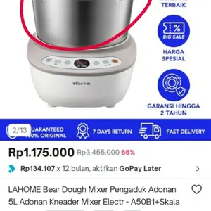 LAHOME Bear Dough Mixer Pengaduk Adonan 5L Adonan Kneader Mixer Electric Mixer untuk Baking Standmix