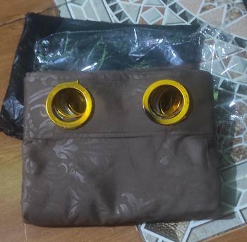 Product Review of Gorden  Curtain jendela Pintu minimalis smokering Gold polos embos coklat tua murah Tali Merah from Tokopedia customer review 0