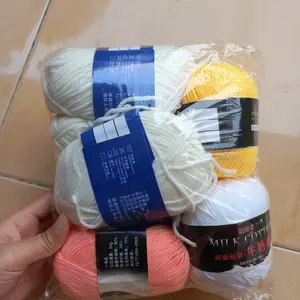 Benang rajut katun susu 3ply/ milk cotton yarn 3ply small ply MCP3