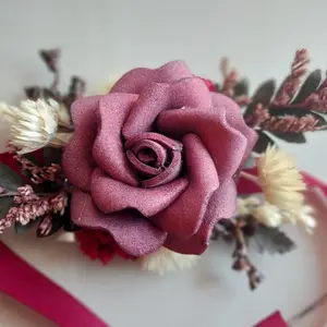 RS Sceptre Red Wrist Corsage Flower Wedding / Gelang / Bridesmaid Hand Wrist