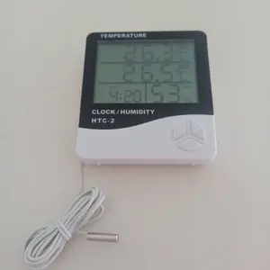 HTC-2 Thermometer Suhu Hygrometer Clock Temperature Humidity Meter