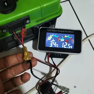 2in1 LCD Digital Pengukur Temperatur Air Voltmeter Tekanan Air Mobil